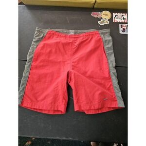 Nike Swim Shorts Mens‎ Medium Red Gray Quick Dry Mesh Lining Athletic Trunks